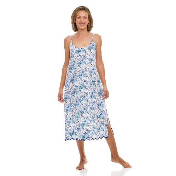Heidi Carey Blue Floral Slip Nightgown - Picture 1 of 7